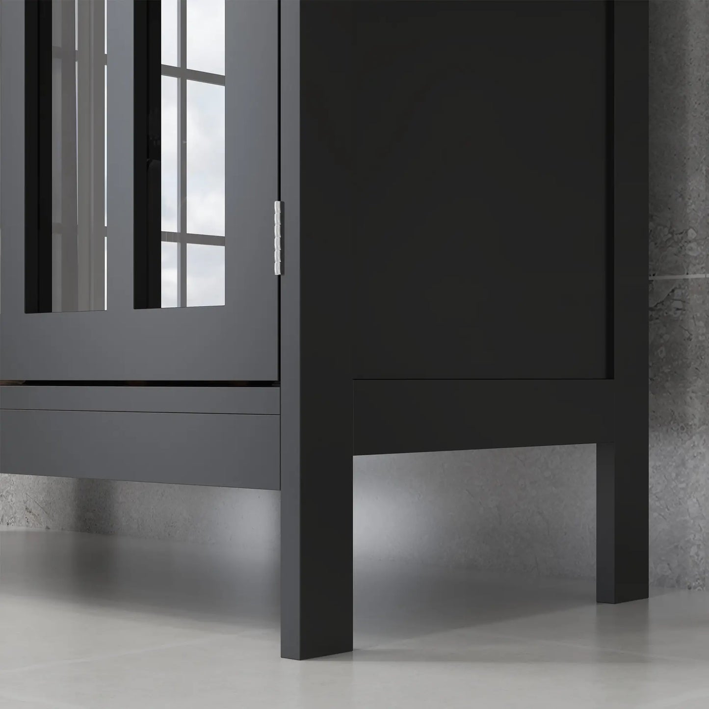 Kitchen, hallway or Washroom Modern Cabinet with 2 Doors,  Black