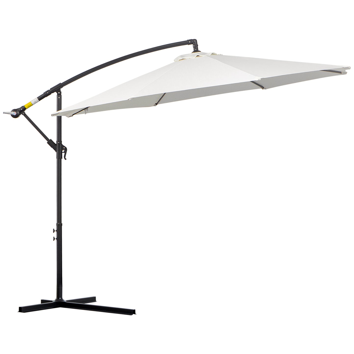 9.7ft Offset Patio UmbrellaCantilever Parasol with Crank Handle, 8 Ribs and Cross Base for Outdoor, Sun Shade, Cream