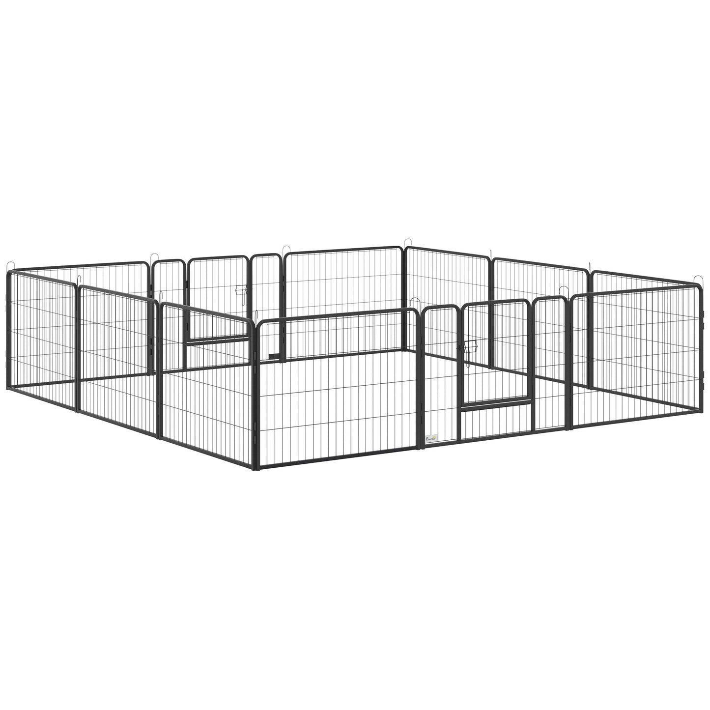 Dog Pen with Gate, 12 Metal Panels Puppy Playpen, Portable Dog Fence Outdoor Indoor, 24"H