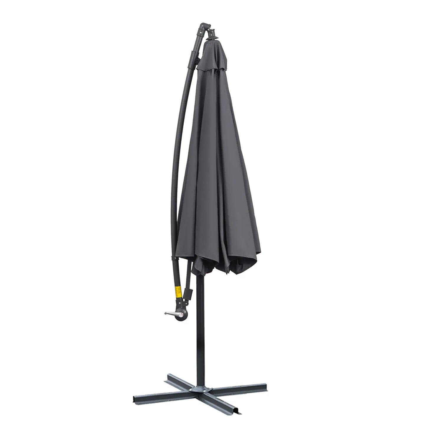 10' Deluxe Patio Umbrella, Hanging Offset Sunshade, Crank Cross Base in Grey