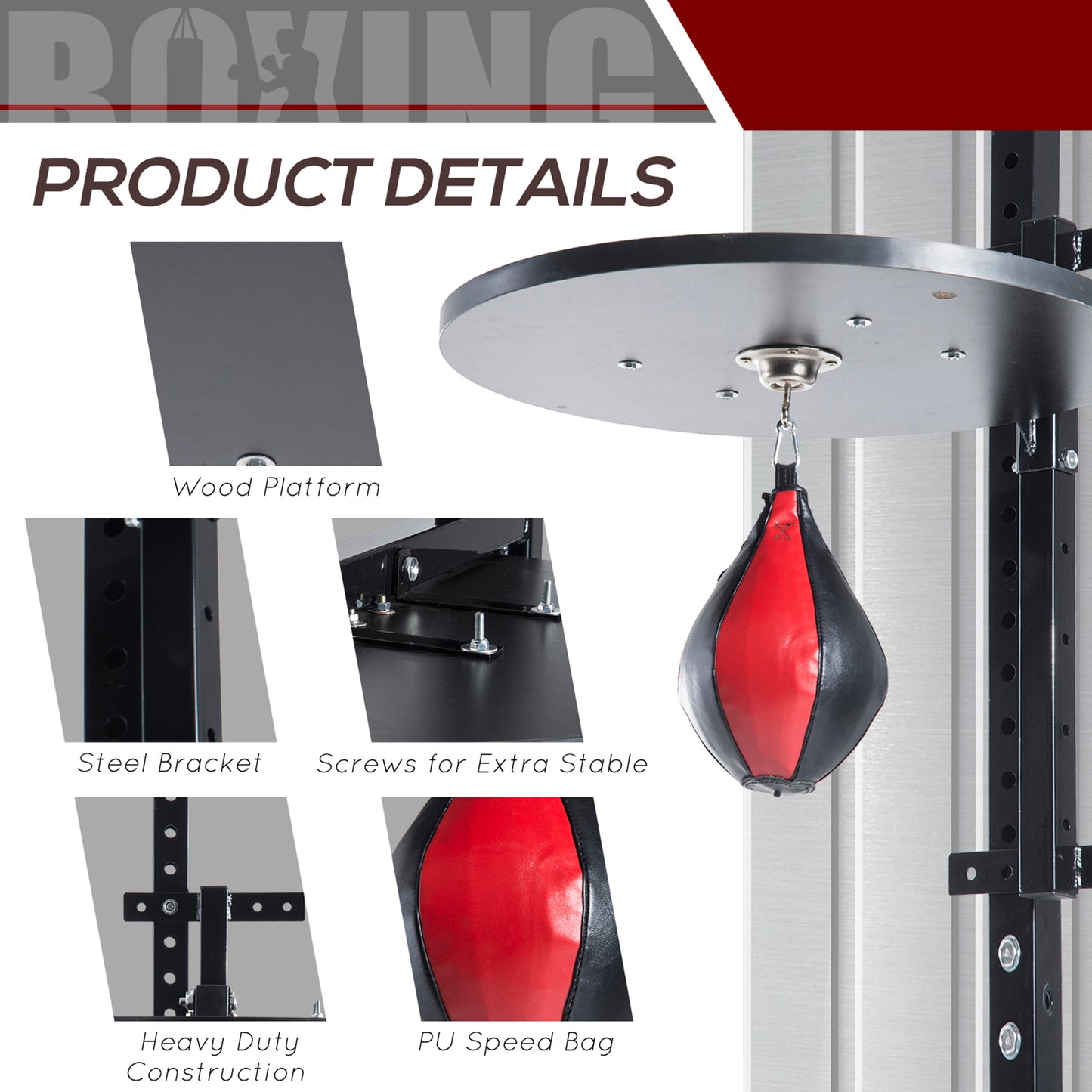 Speed Bag Platform Speedball Frame Wall Mounted Boxing MMA Workout Punching Bag