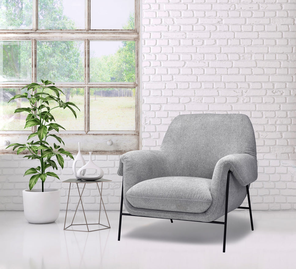 Textured Grey Plush Accent Chair