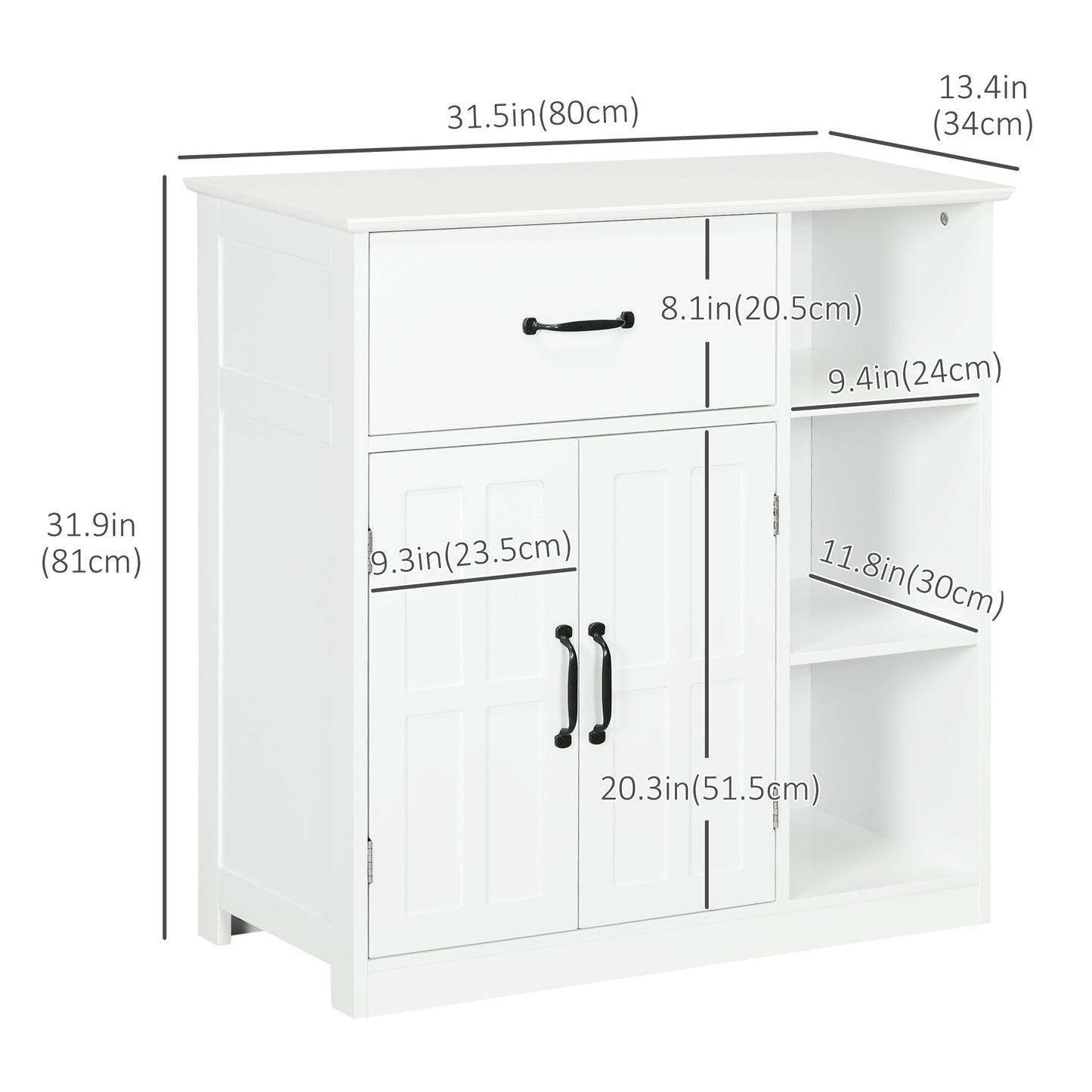 kleankin Modern Bathroom Cabinet, Freestanding Bathroom Vanities with 3 Open Shelves, Drawer and Adjustable Shelf, White