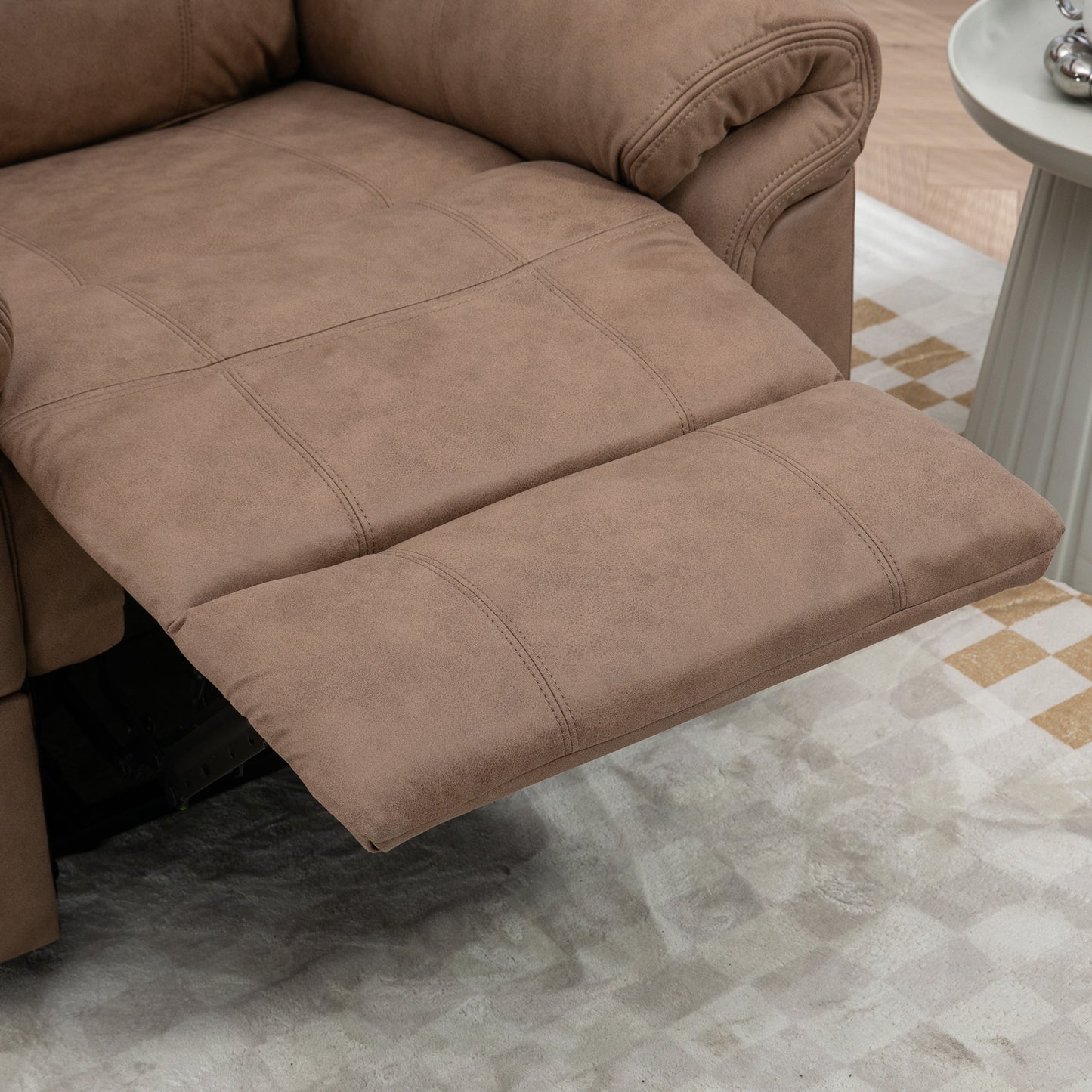 Manual Recliner Chair with Vibration Massage, Side Pockets, Microfibre Reclining Chair for Any Room, in Brown