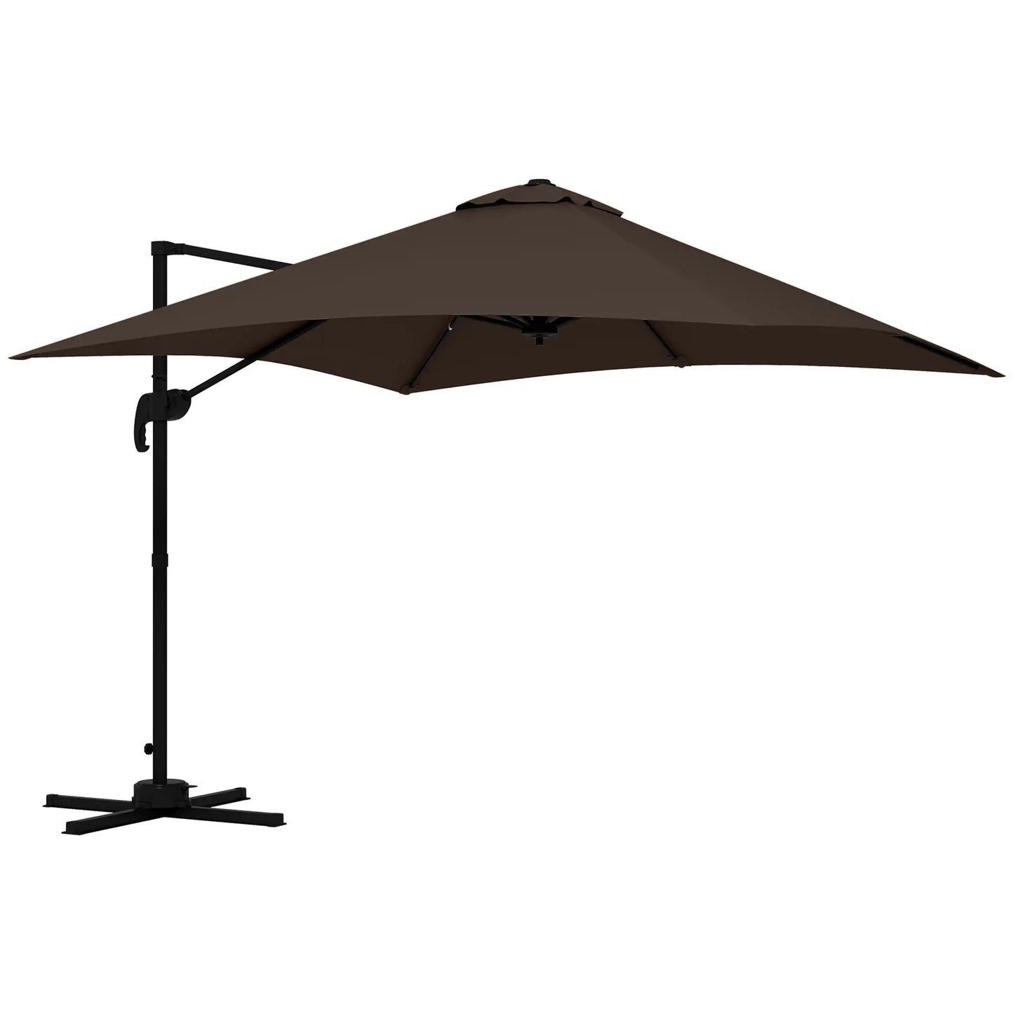 10x10ft Cantilever Umbrella, Rotatable Square Market Parasol, 4 Adjustable Angle for Outdoor Backyard Patio Coffee