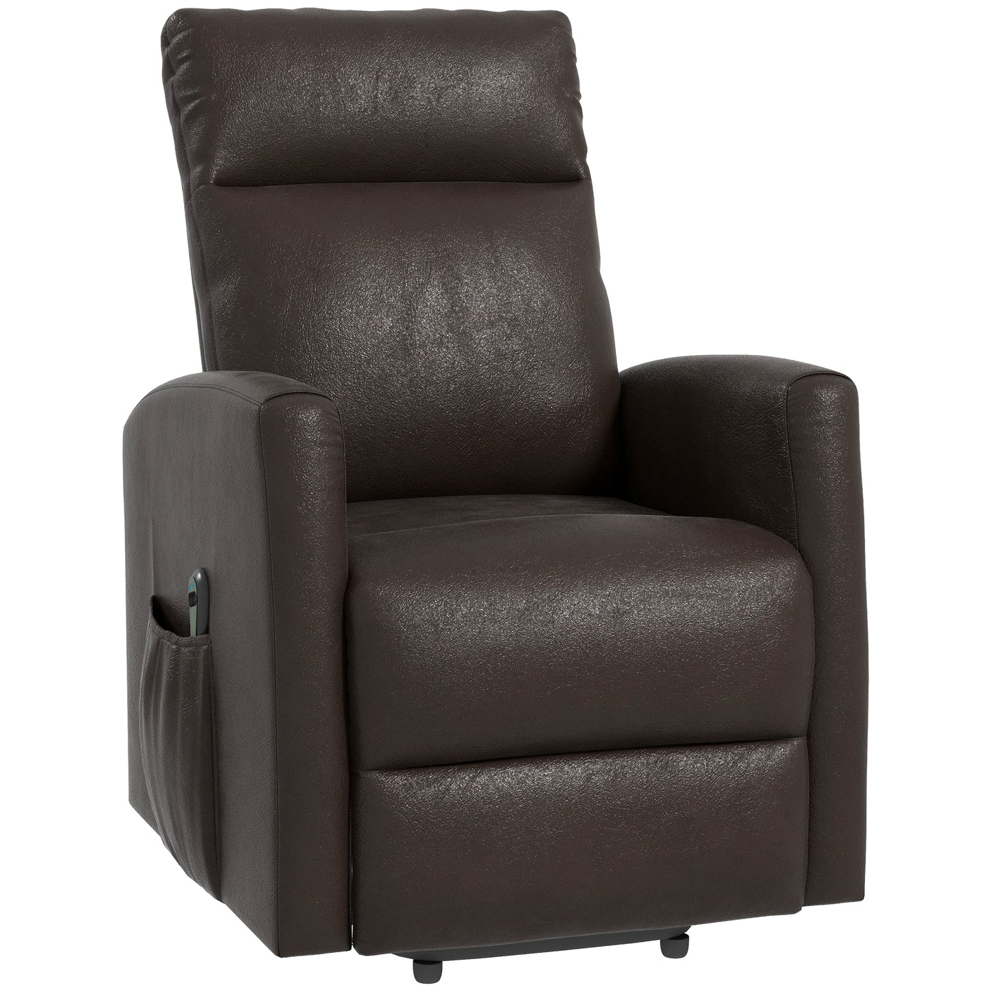 Power Lift Recliner Chair with Remote Control Side Pocket in Brown