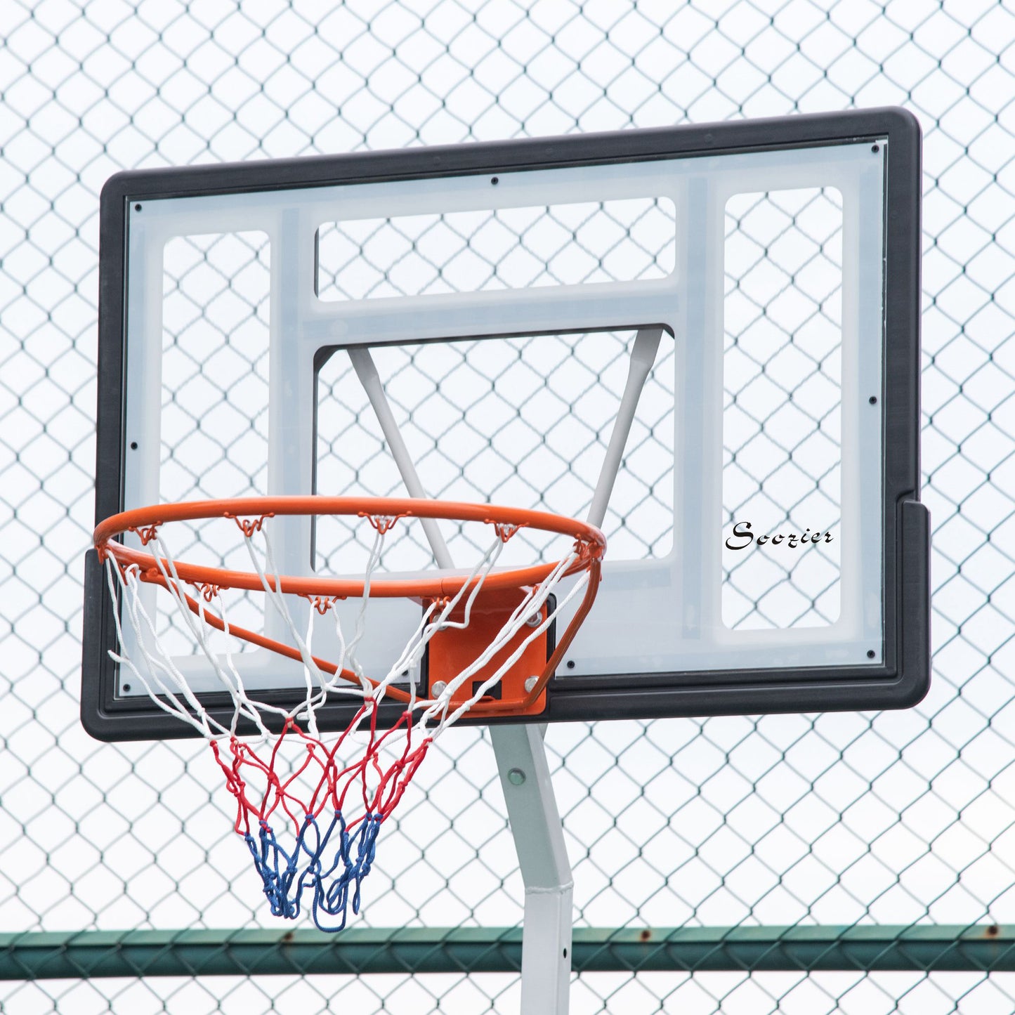 Portable Basketball Hoop, 7ft-8.5ft Height Adjustable Basketball System with Wheels & 35.5" Backboard for Youth Junior