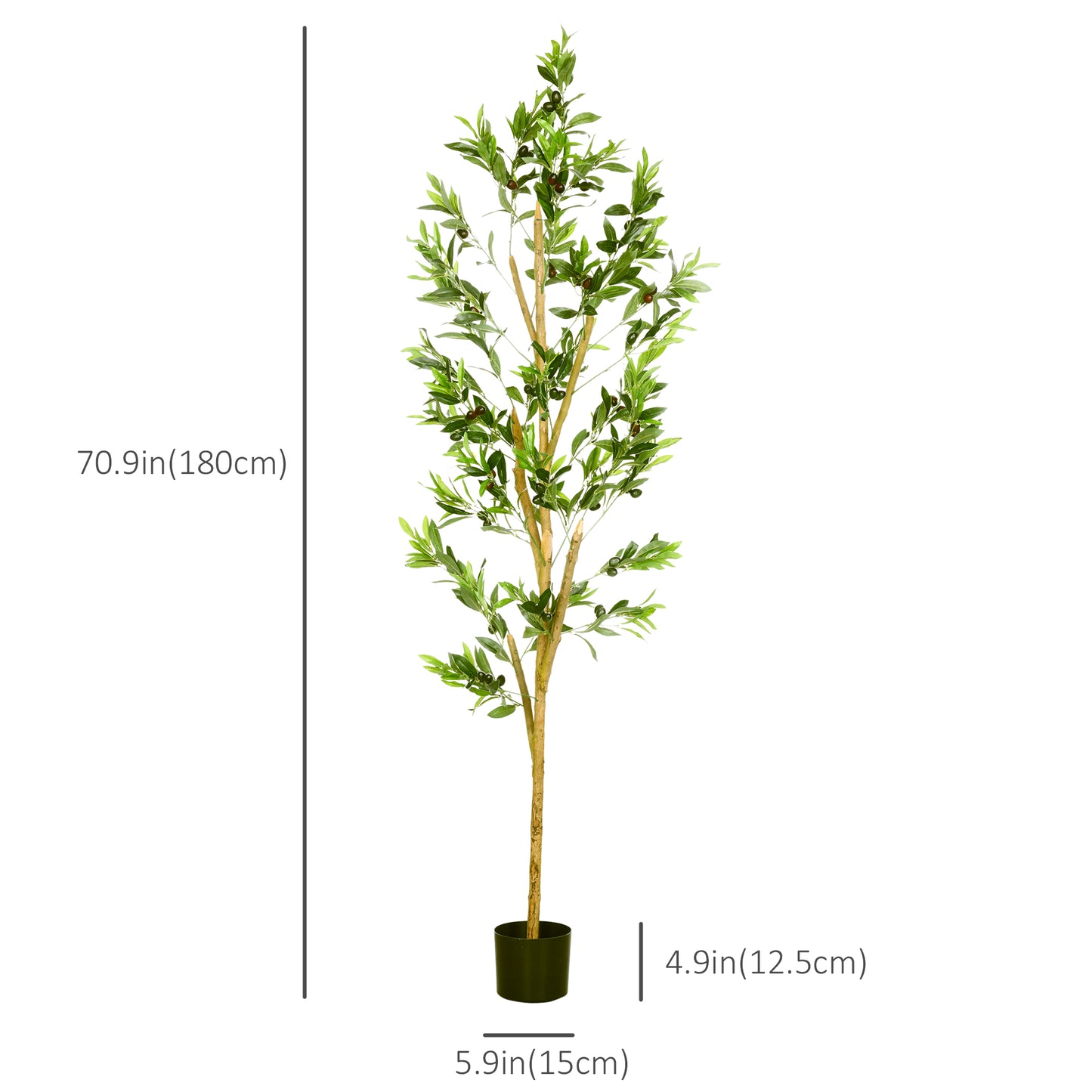 Artificial Tree Olive Tree Fake Plants in Pot for Home Office Living Room Decor, 6"x6"x71", Green