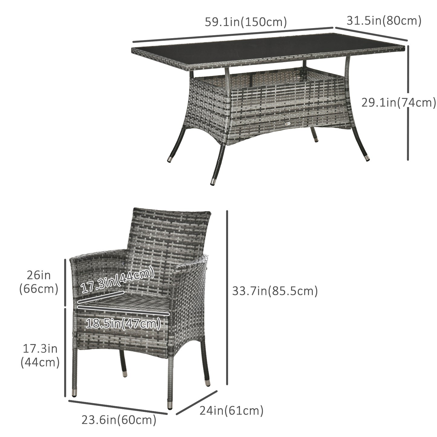 Outsunny Garden Dining Set with Cushions