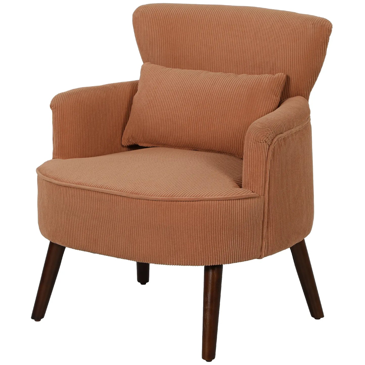 Modern Accent Chair with Solid Wood Legs and Lumbar Pillow for, Orange