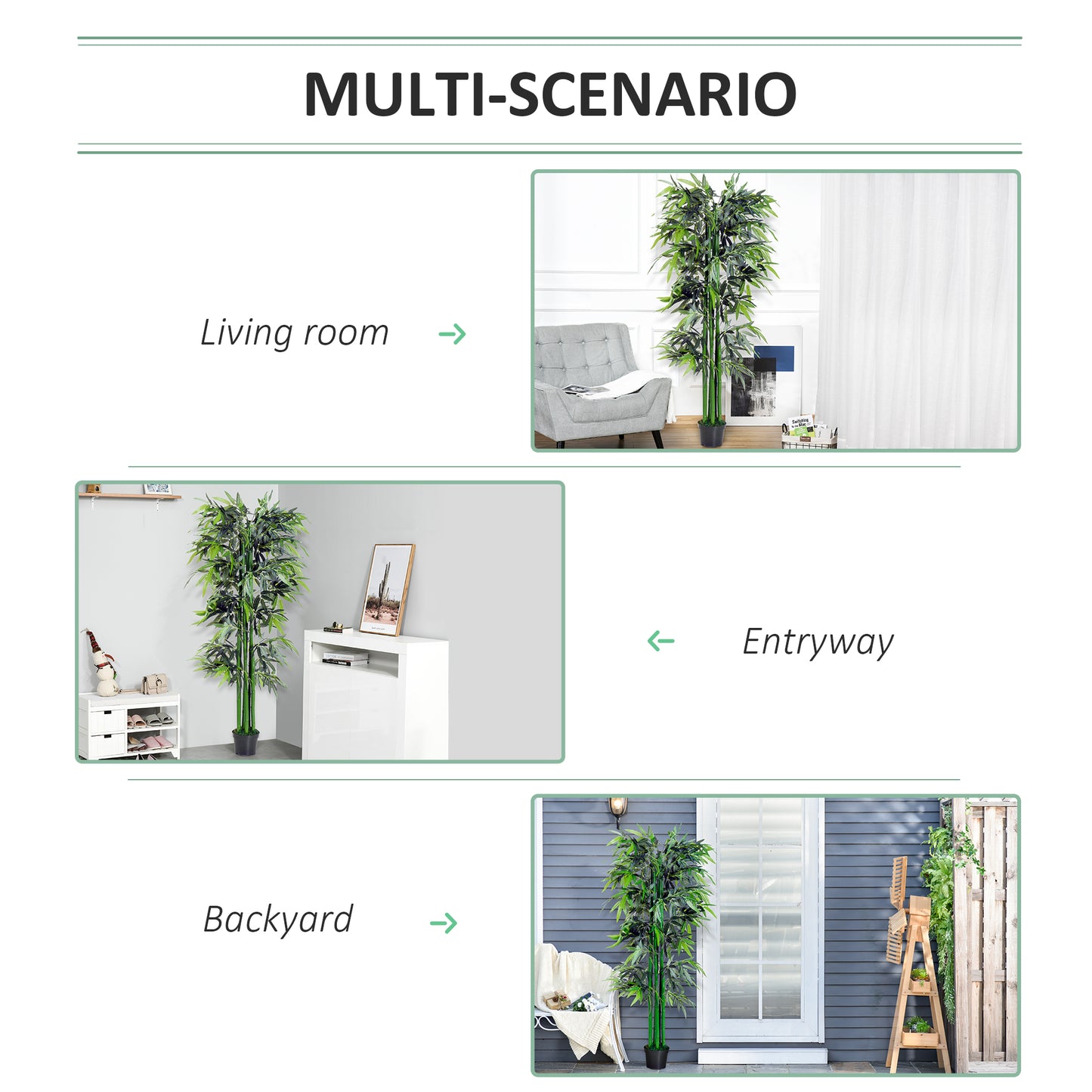 6FT Artificial Bamboo Tree Fake Decorative Plant with Nursery Pot for Indoor or Outdoor Décor