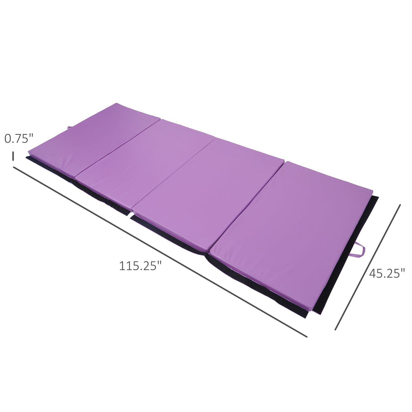 4'x10'x2'' Folding Gymnastics Tumbling Mat, Exercise Mat with Carrying Handles for Yoga, MMA, Martial Arts, Stretching, Purple