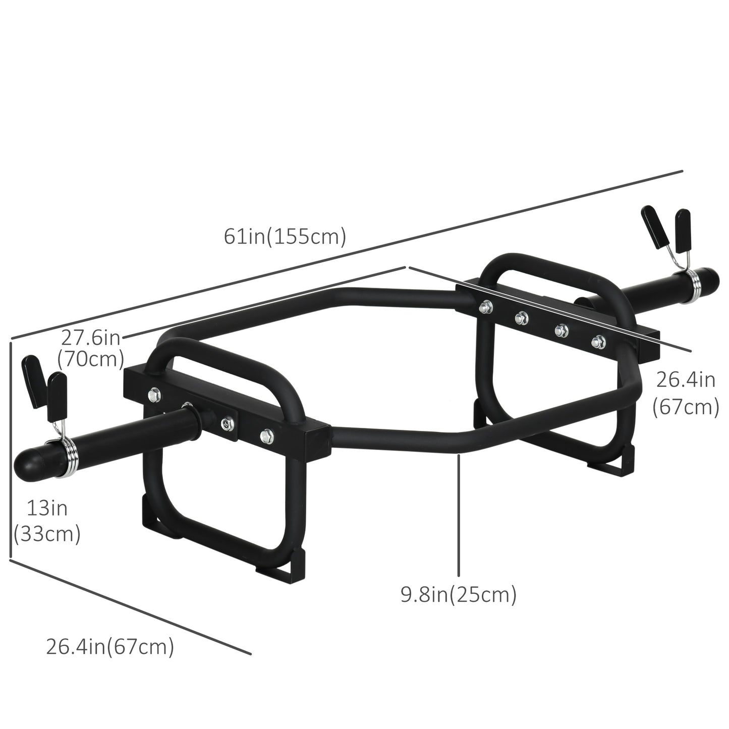 61'' Olympic Hex Bar, Trap Bar, Solid Hexagon Weight Bar for Powerlifting, Squats, Deadlifts, Shrugs, Power Pulls, 220 Lbs Capacity