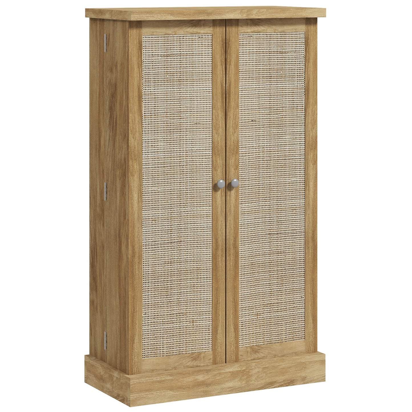 41" Rattan Kitchen Storage Cabinet, Food Pantry Cabinet with 5-Tier Shelf 12 Spice Racks Adjustable Shelves Natural