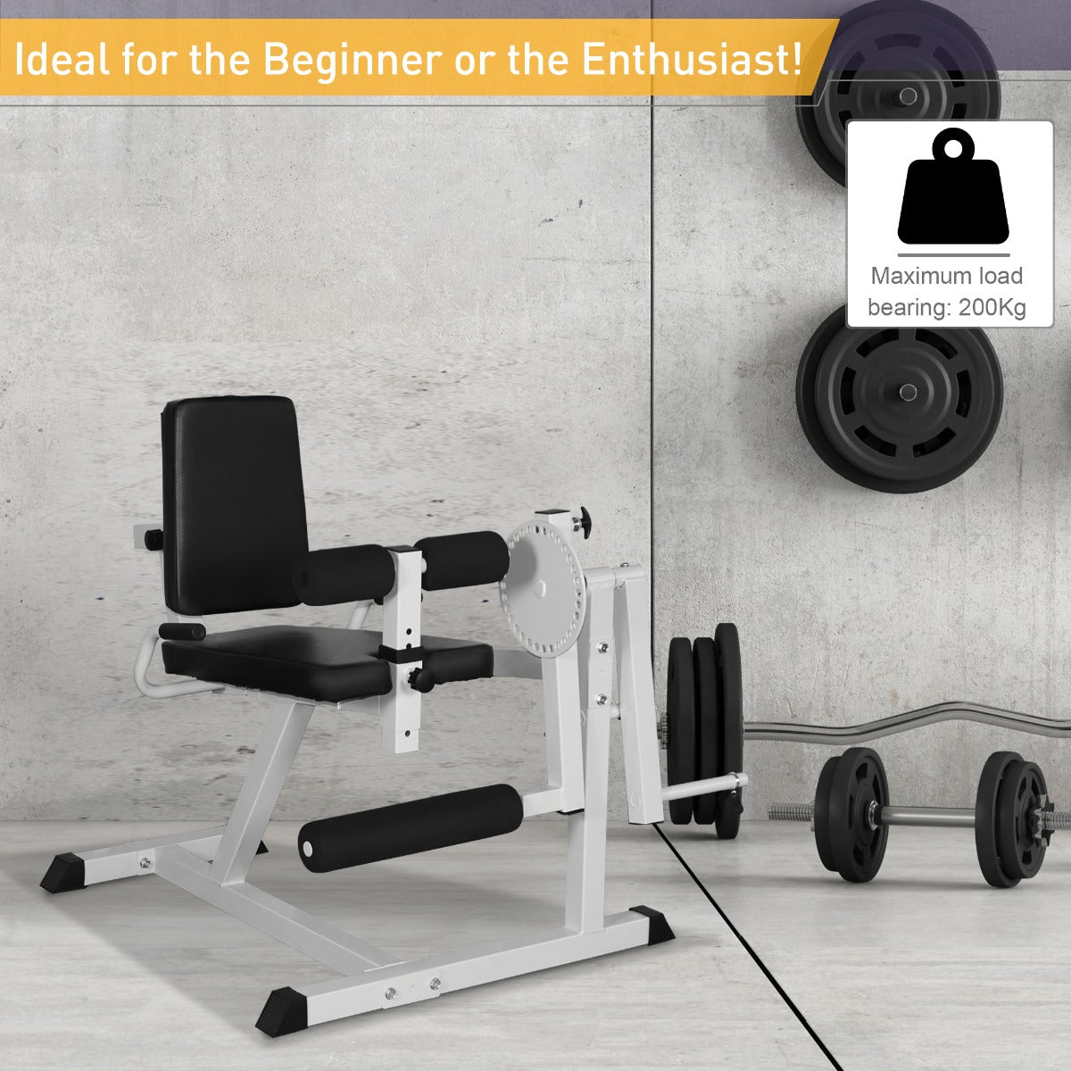 Seated Leg Extension Machine, Adjustable Leg Machine with Plate Loaded, Leg Rotary Extension, Home Gym Weight Machine