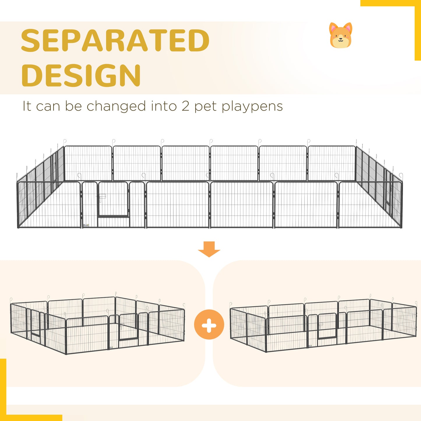 Heavy Duty Dog Playpen, 24 Panel 24" Height Metal Pet Puppy Exercise Pen, DIY Design, Outdoor Indoor, for Small Dogs, Grey