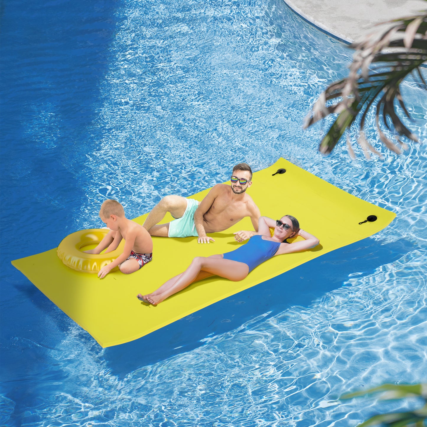 10' x 5' Lily Pad Floating Mat for Water Recreation and Relaxing, Tear-Resistant XPE Foam Water Floating Mat for Lake, River, Beach, Pool, Yellow