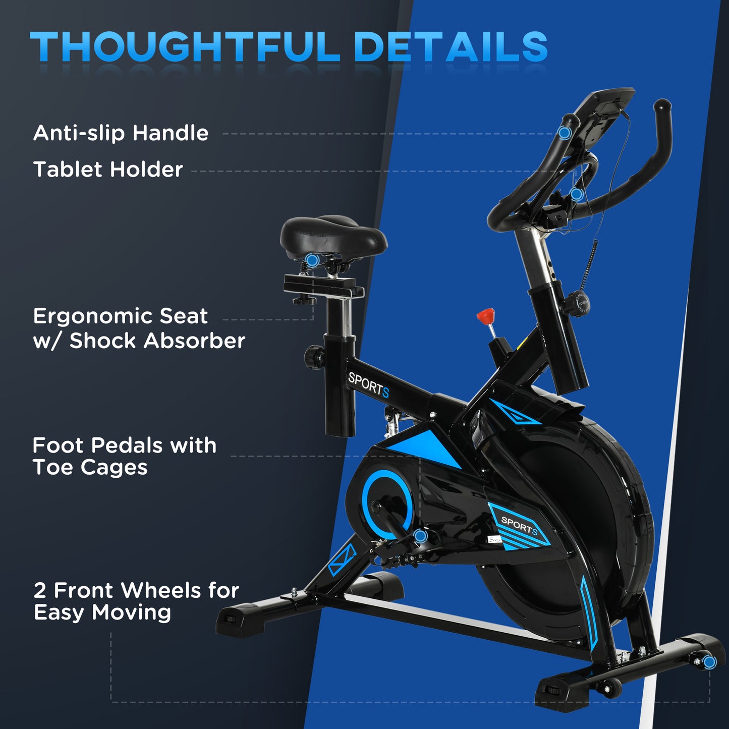 Stationary Exercise Bike Indoor Cardio Workout Cycling Bicycle w/ Heart Pulse Sensor & LCD Monitor 28.6lb Flywheel Adjustable Resistance