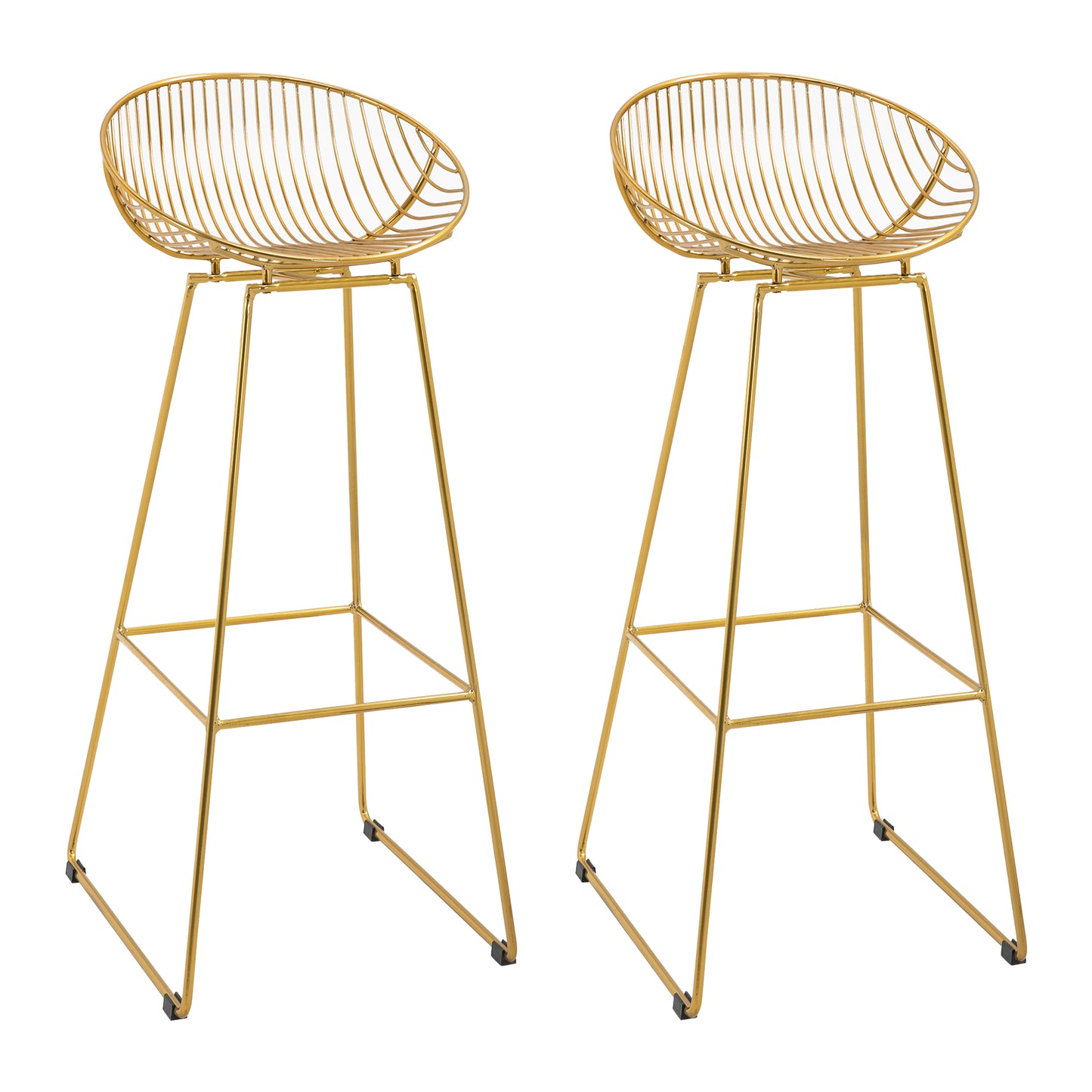 Counter Bar stools Set of 2, Modern Tall Bar Chairs for Kitchen with Backrest and Footrest, Steel Frame, Gold