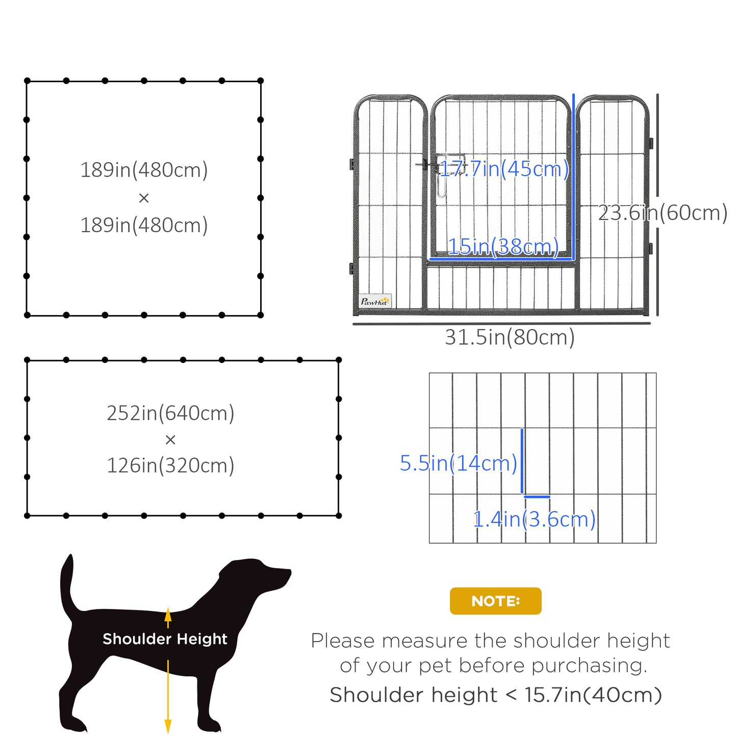 Heavy Duty Dog Playpen, 24 Panel 24" Height Metal Pet Puppy Exercise Pen, DIY Design, Outdoor Indoor, for Small Dogs, Grey