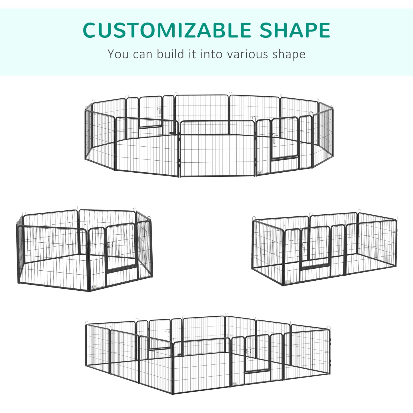 Dog Pen with Gate, 12 Metal Panels Puppy Playpen, Portable Dog Fence Outdoor Indoor, 24"H