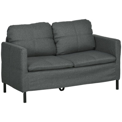 53"  Upholstered Two Seater Couch with Sturdy Steel Legs for in Grey