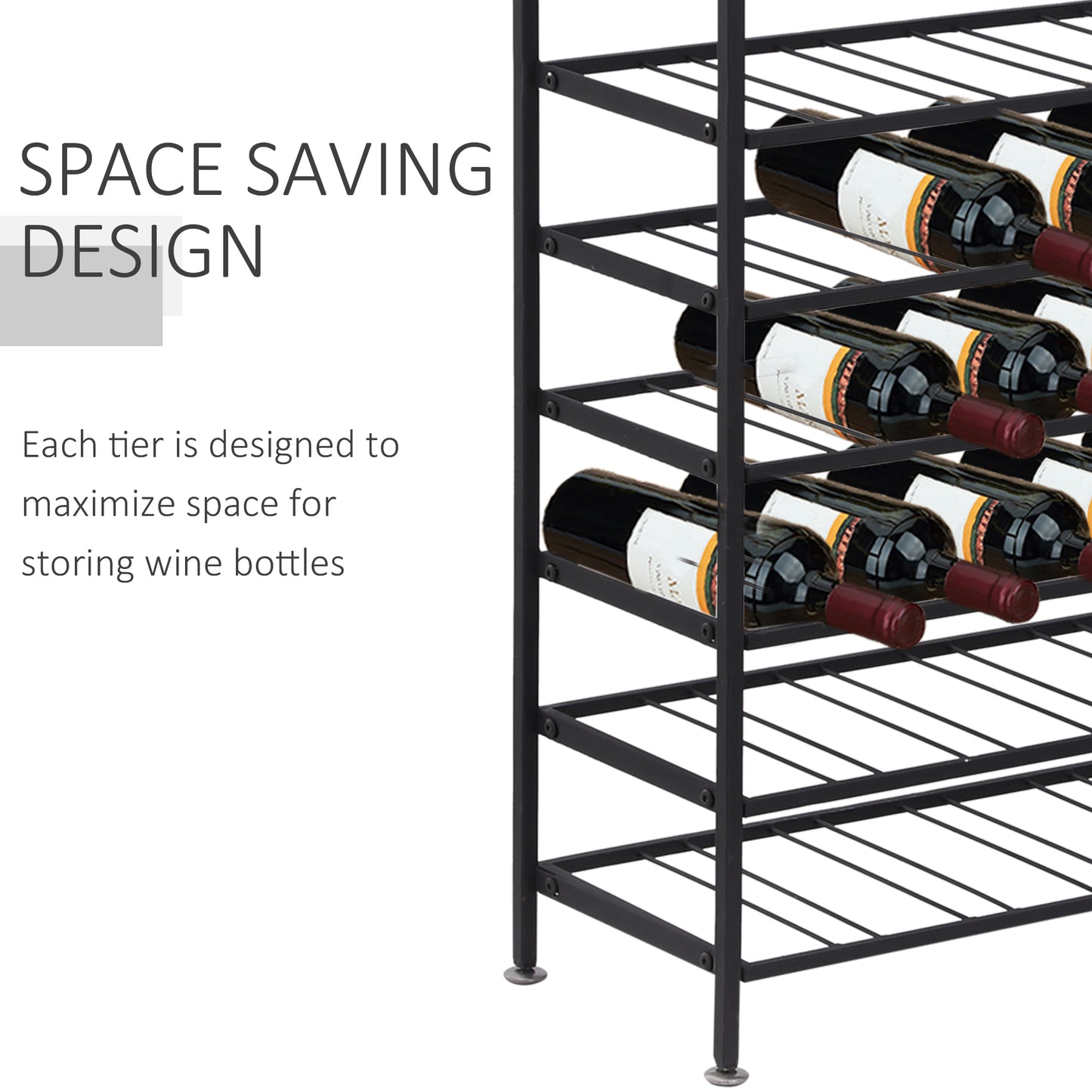 9-Tier Metal Wine Bottle Rack 54 Bottles Freestanding Wine Storage Holder Home Bar Wine Display Stand, Black