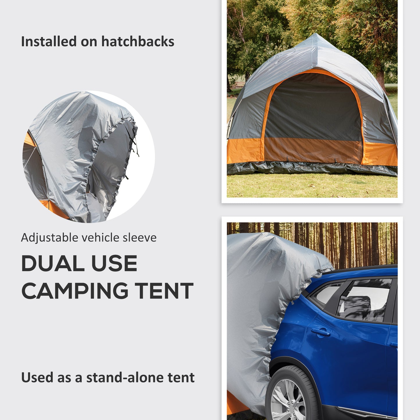 Outsunny 3-4 Person SUV Tent for Camping, UV30+ Double Door Camping Tent Truck Tent with 2000 mm Water Column, Groundsheet, Portable Carry Bag