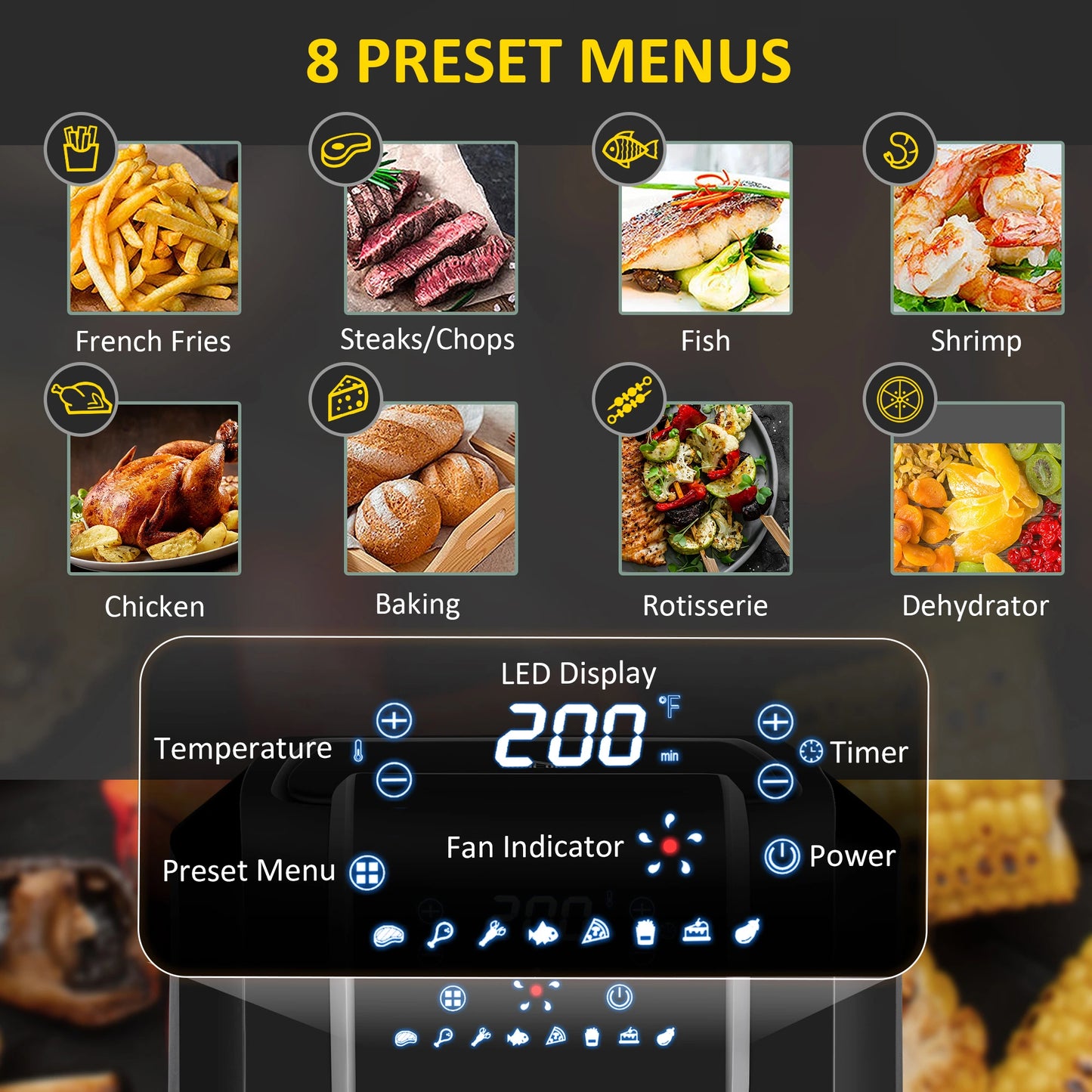 Air Fryer, 1700W 6.9 Quart Air Fryers Oven with Digital Display, 360° Air Circulation, Adjustable Temperature, Timer and Nonstick Basket for Oil Less or Low Fat Cooking, Black