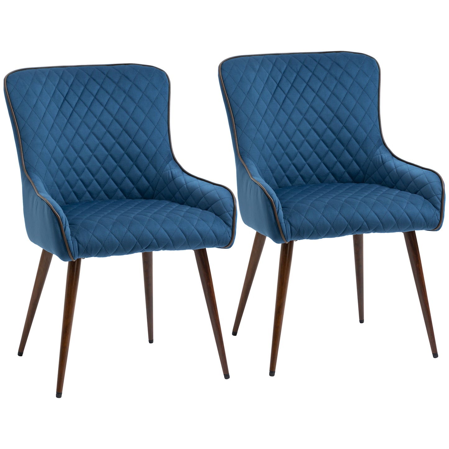 Dining Chairs Set of 2, Modern Wingback Kitchen Chairs with Velvet Fabric Upholstery, Tufted, Steel Legs for Living Room, Dining Room, Bedroom, Dark Blue