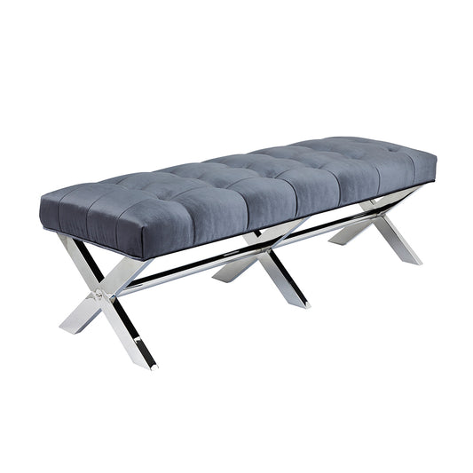 Emma Charcoal Velvet Fabric Bench