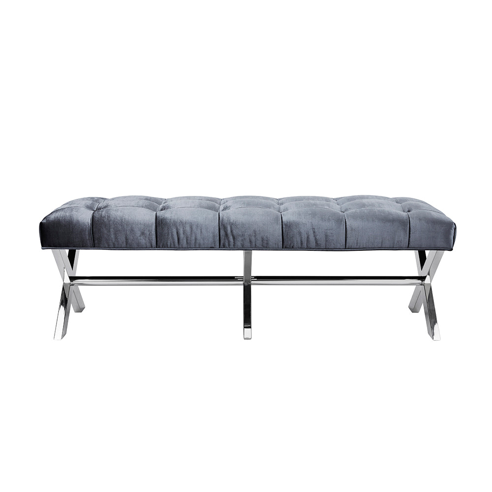 Emma Charcoal Velvet Fabric Bench