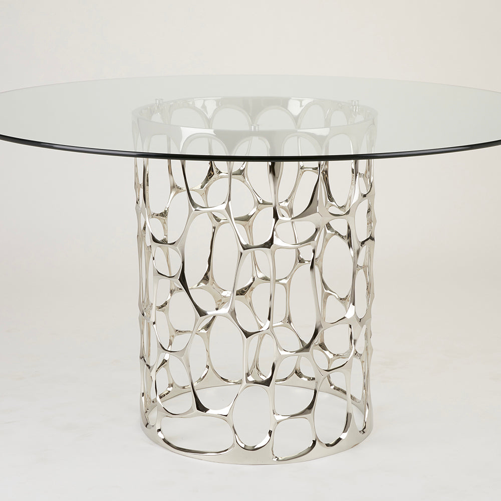 East Side Glass Top Dining Table Silver