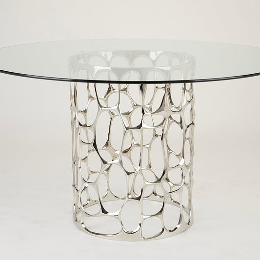 East Side Glass Top Dining Table Silver