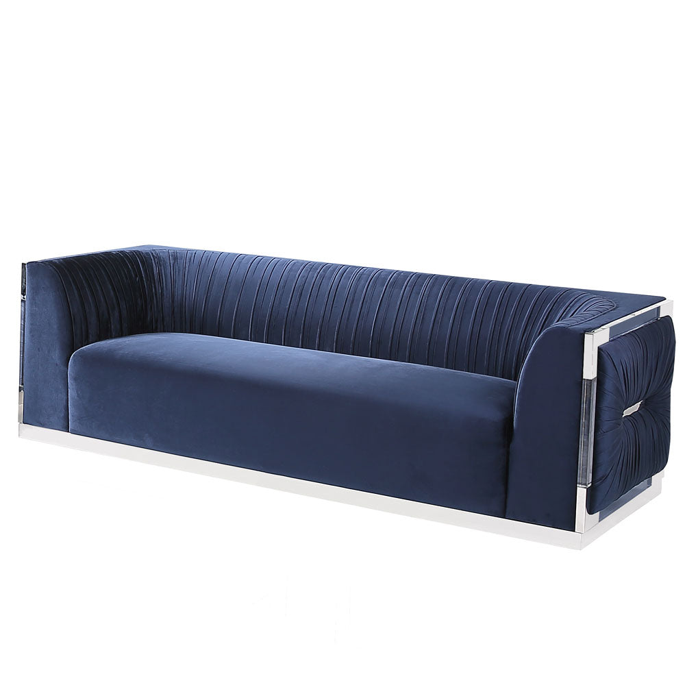 Raymond 3 Blu Velvet Sofa