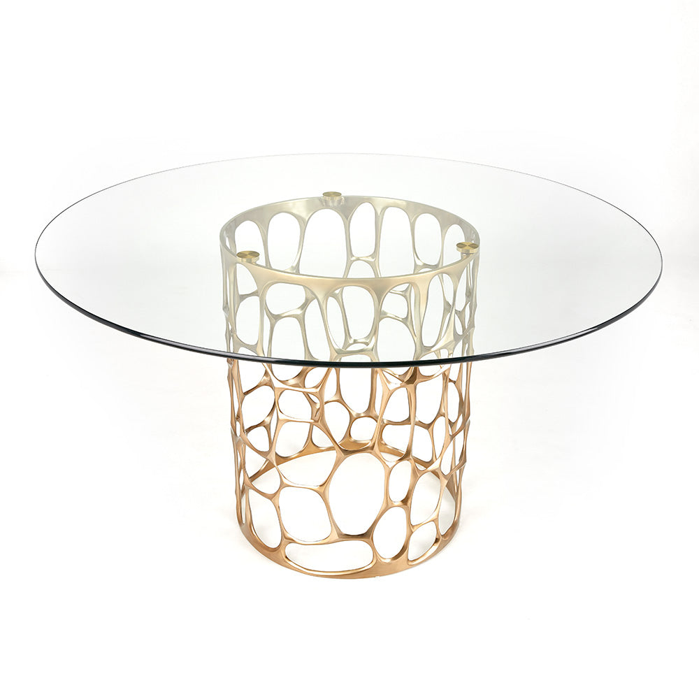 East Side Glass Top Dining Table Gold