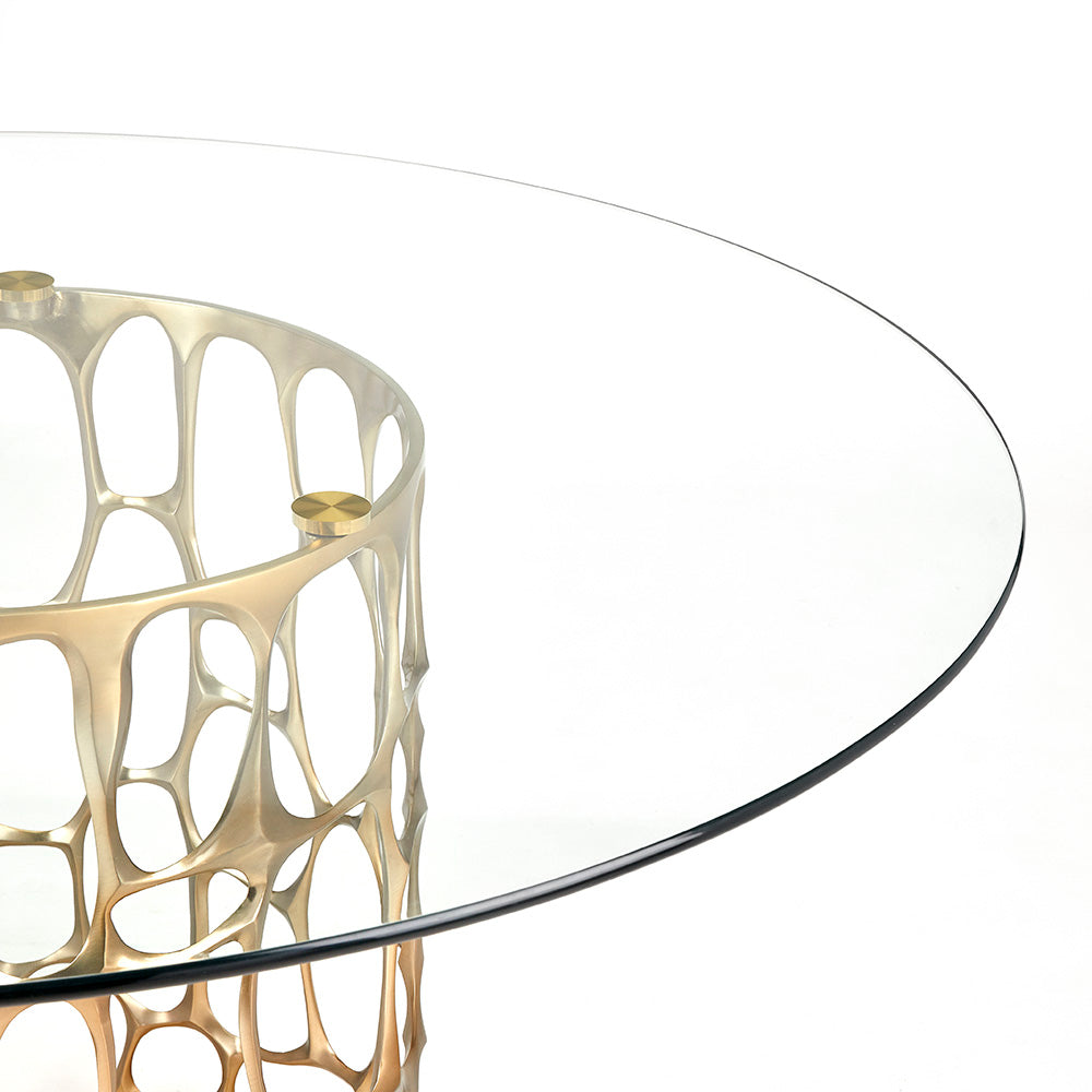 East Side Glass Top Dining Table Gold