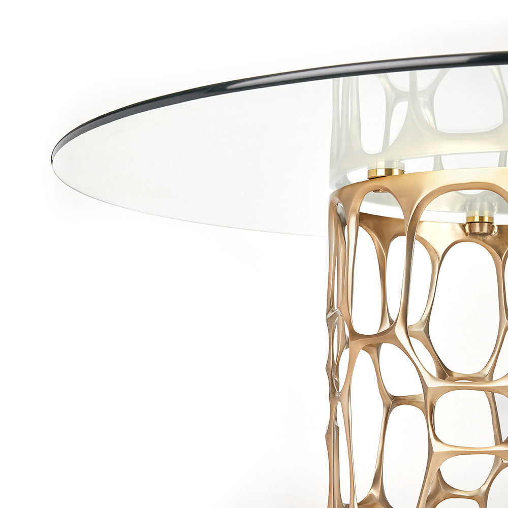 East Side Glass Top Dining Table Gold