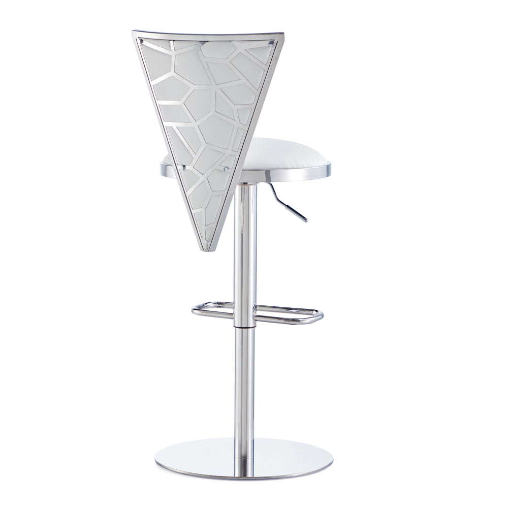 Diva Adjustable Bar Stool: White Aspen PU Polished Steel finish