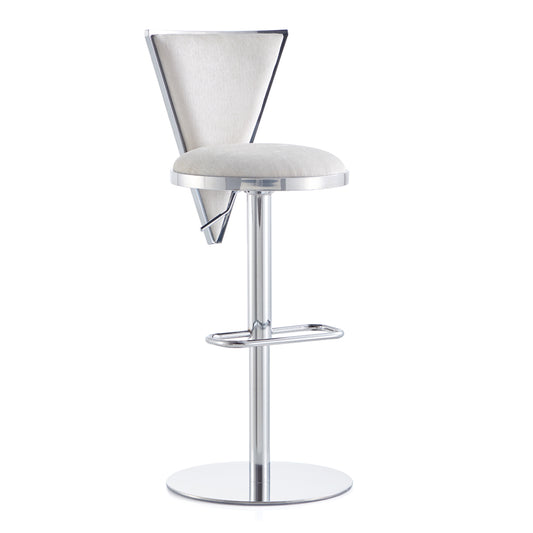 Diva Adjustable Bar Stool: Ivory Polished Steel finish