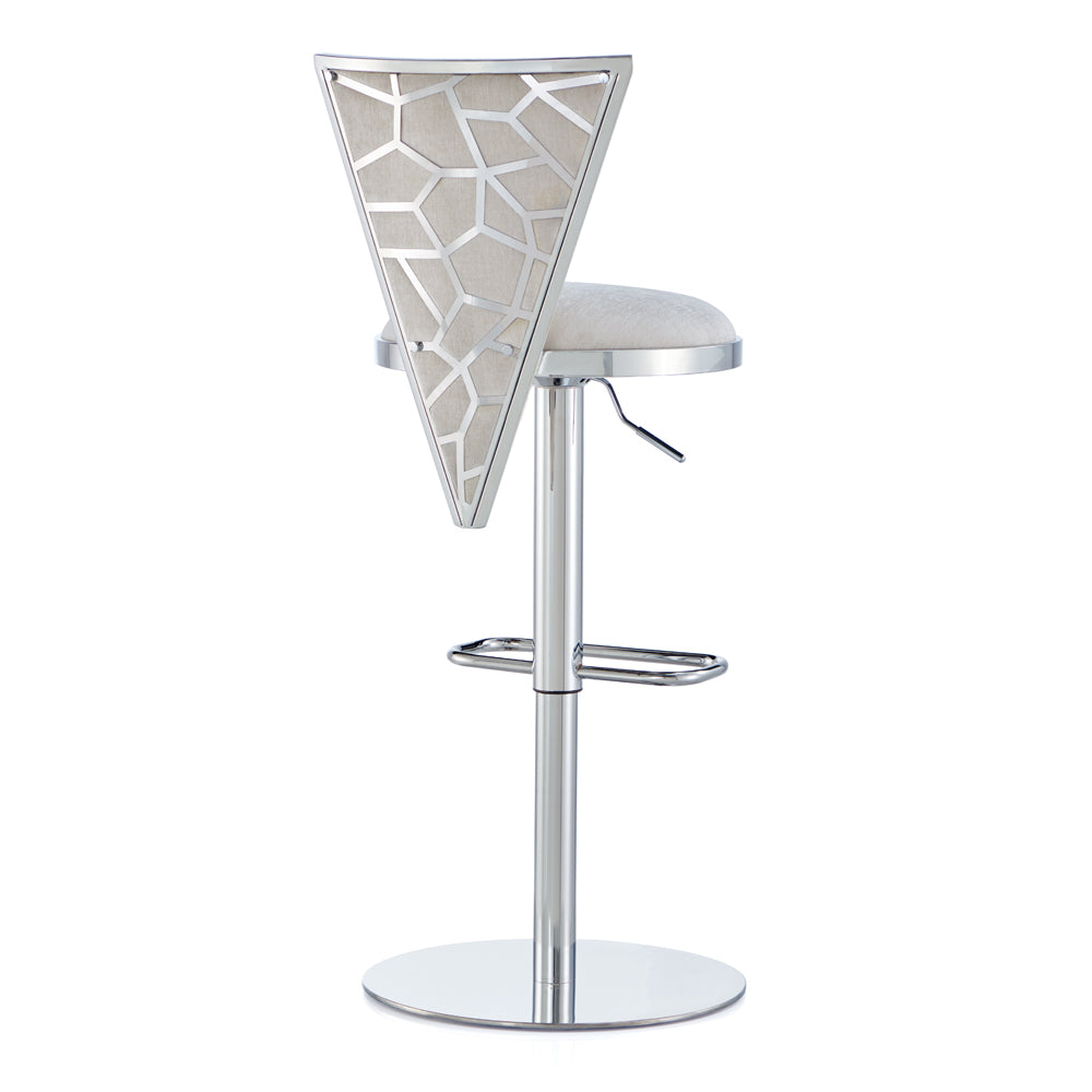 Diva Adjustable Bar Stool: Ivory Polished Steel finish