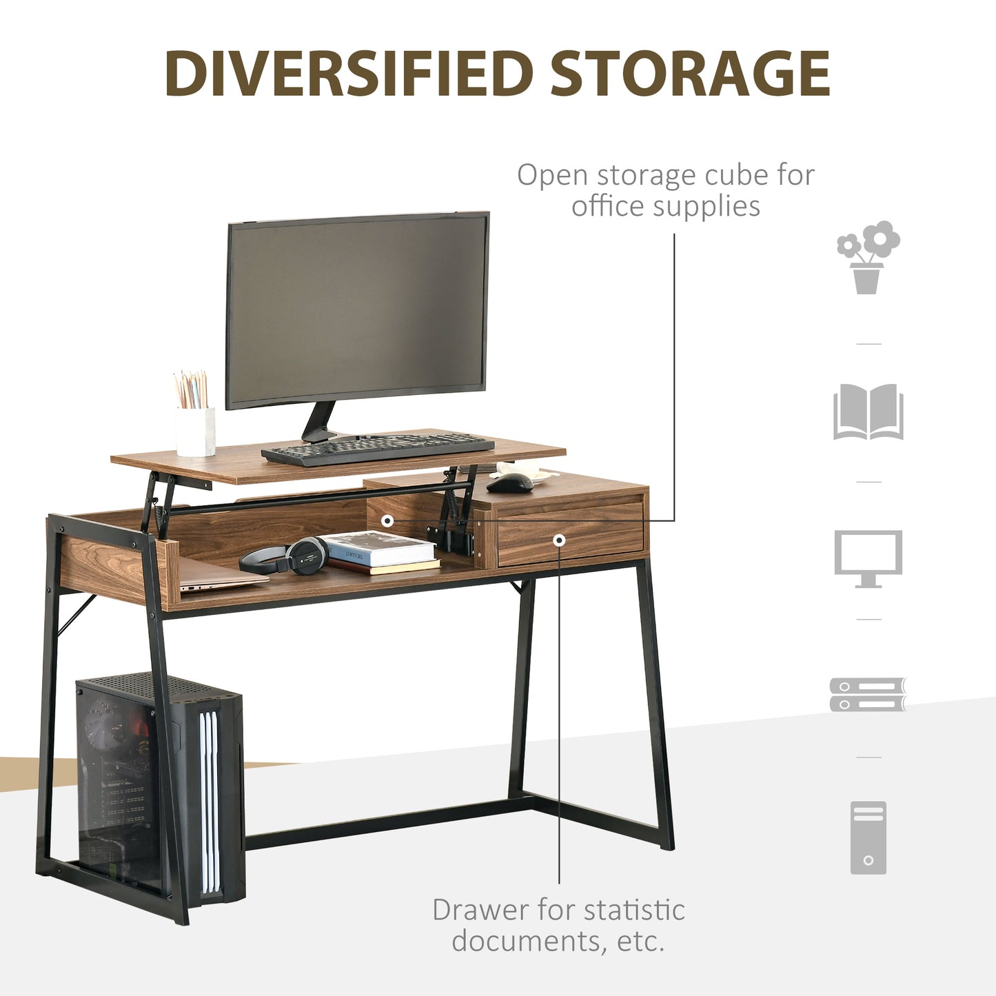 Compact Computer Desk Workstation for Modern Office Study Writing with Drawer Storing Box, Home Furniture, Natural