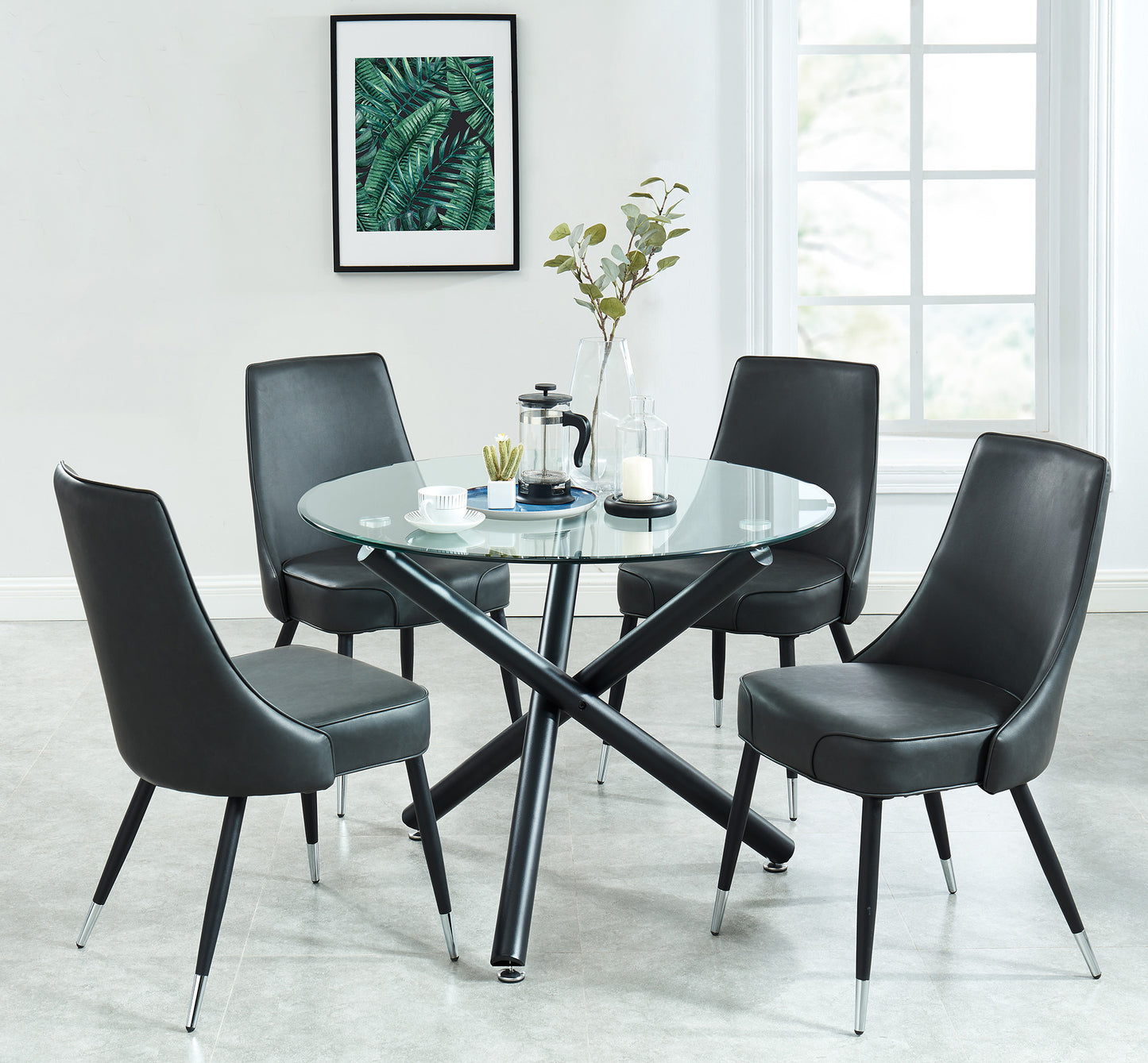 Suzette Round Dining Table in Black