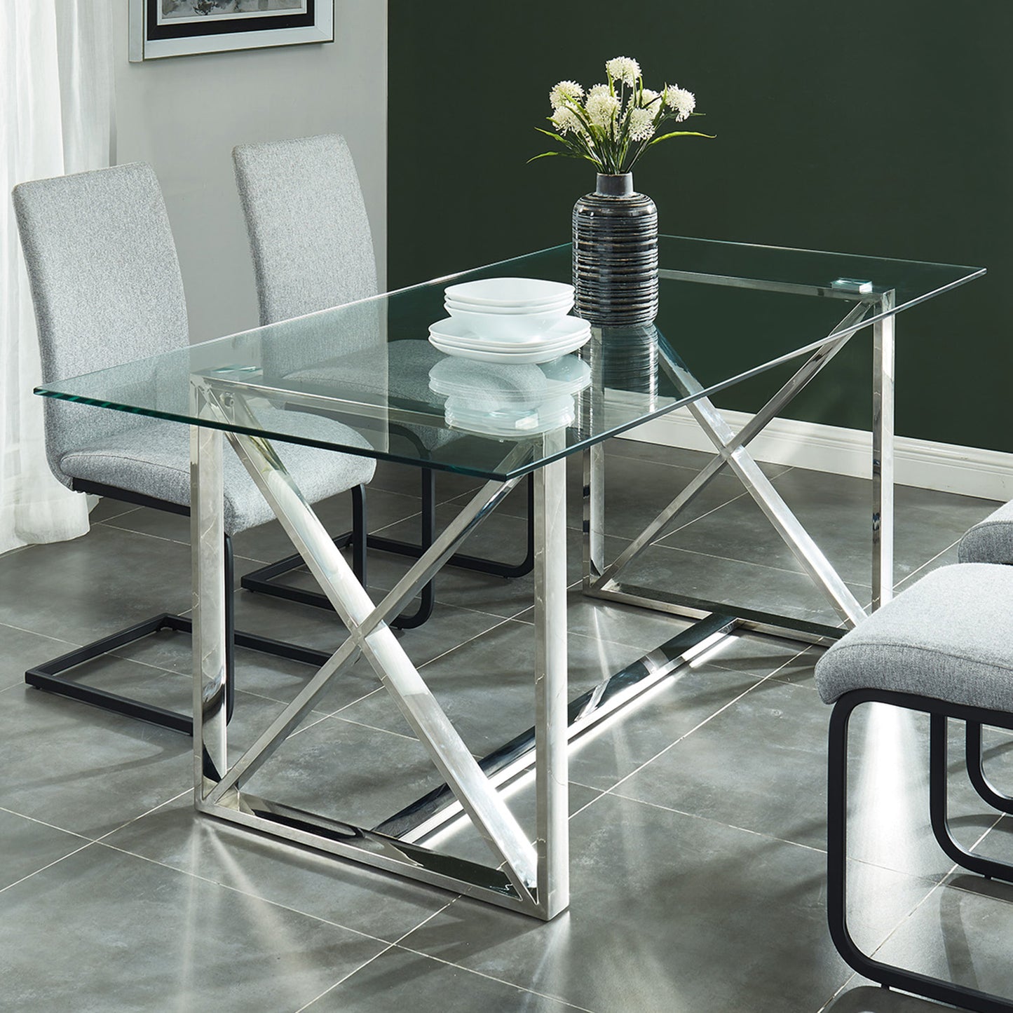 Lorenzo Rectangular Dining Table in Silver