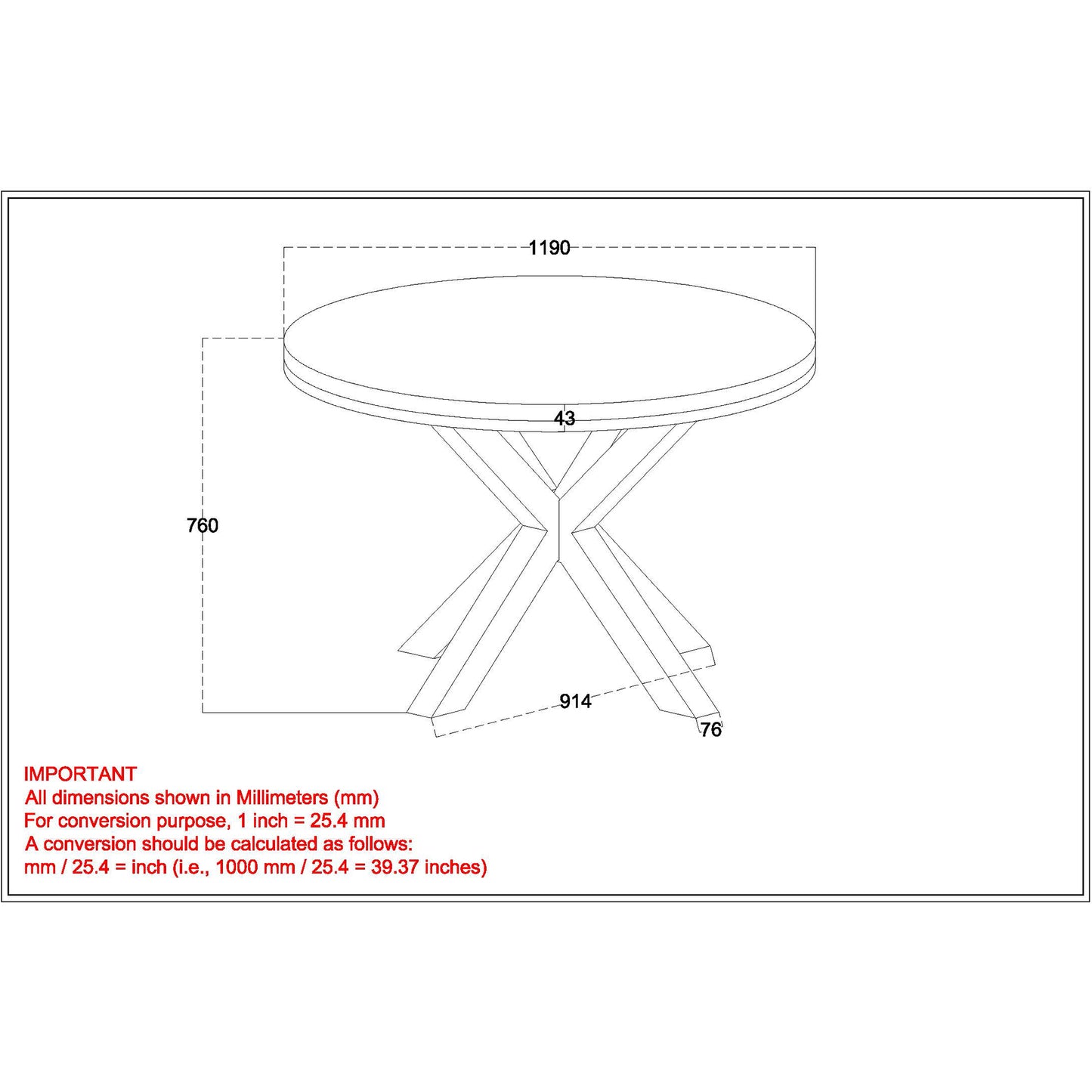 Arhan Round Dining Table in Natural and Black