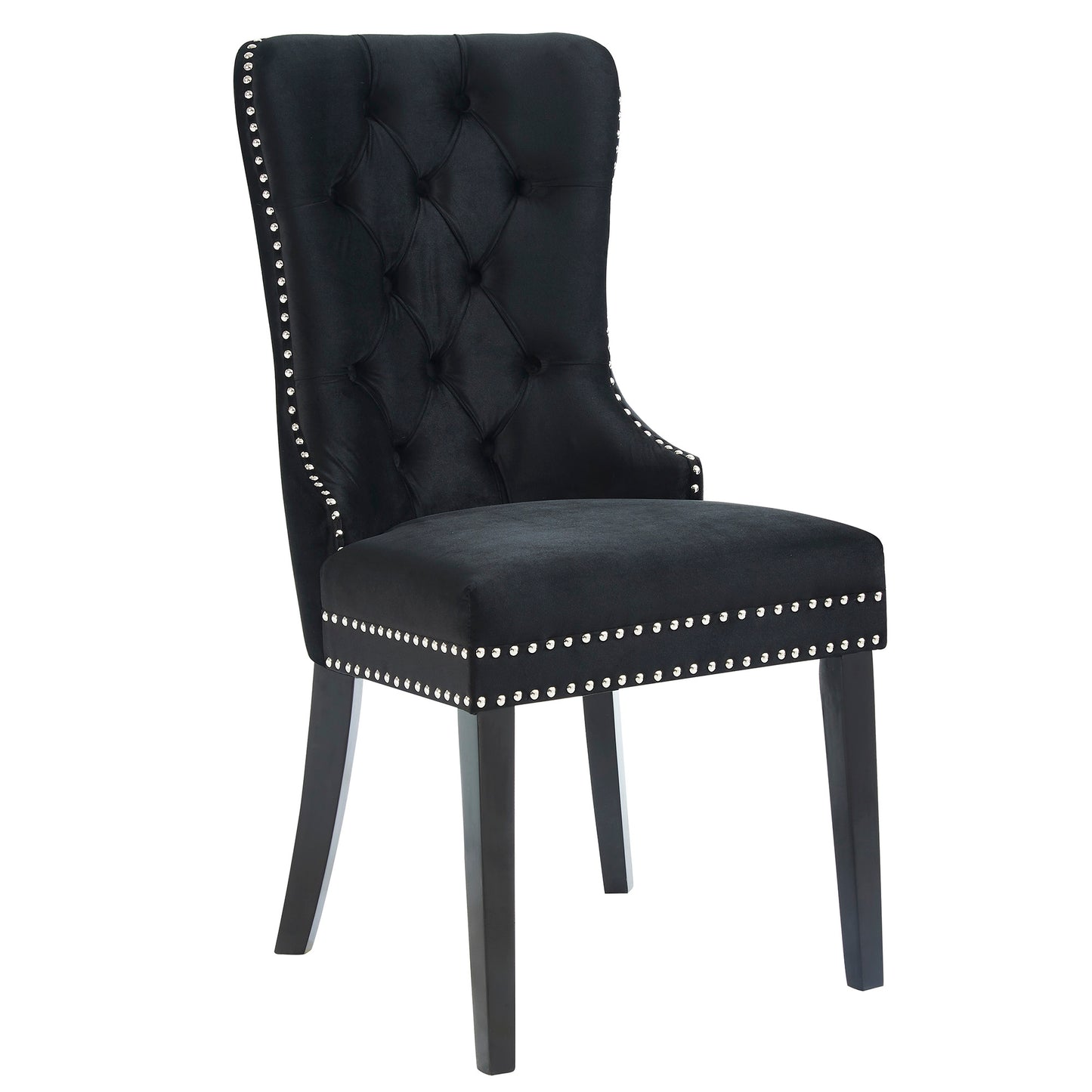 Rizzo Side Chair, Velvet, Set of 2 in Grey and Black