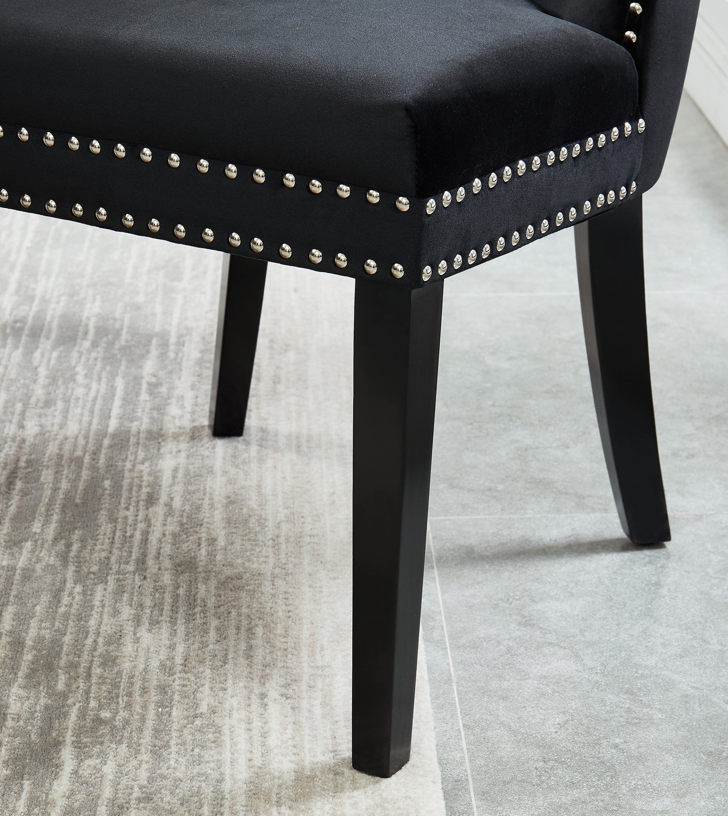 Rizzo Side Chair, Velvet, Set of 2 in Grey and Black