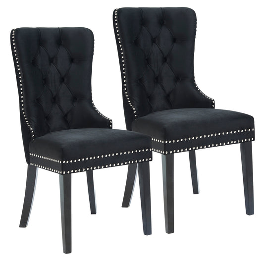 Rizzo Side Chair, Velvet, Set of 2 in Grey and Black