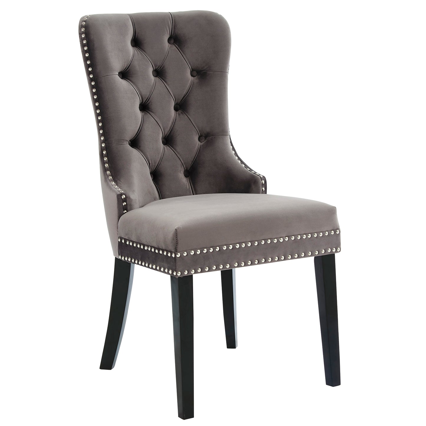 Rizzo Side Chair, Velvet, Set of 2 in Grey and Black