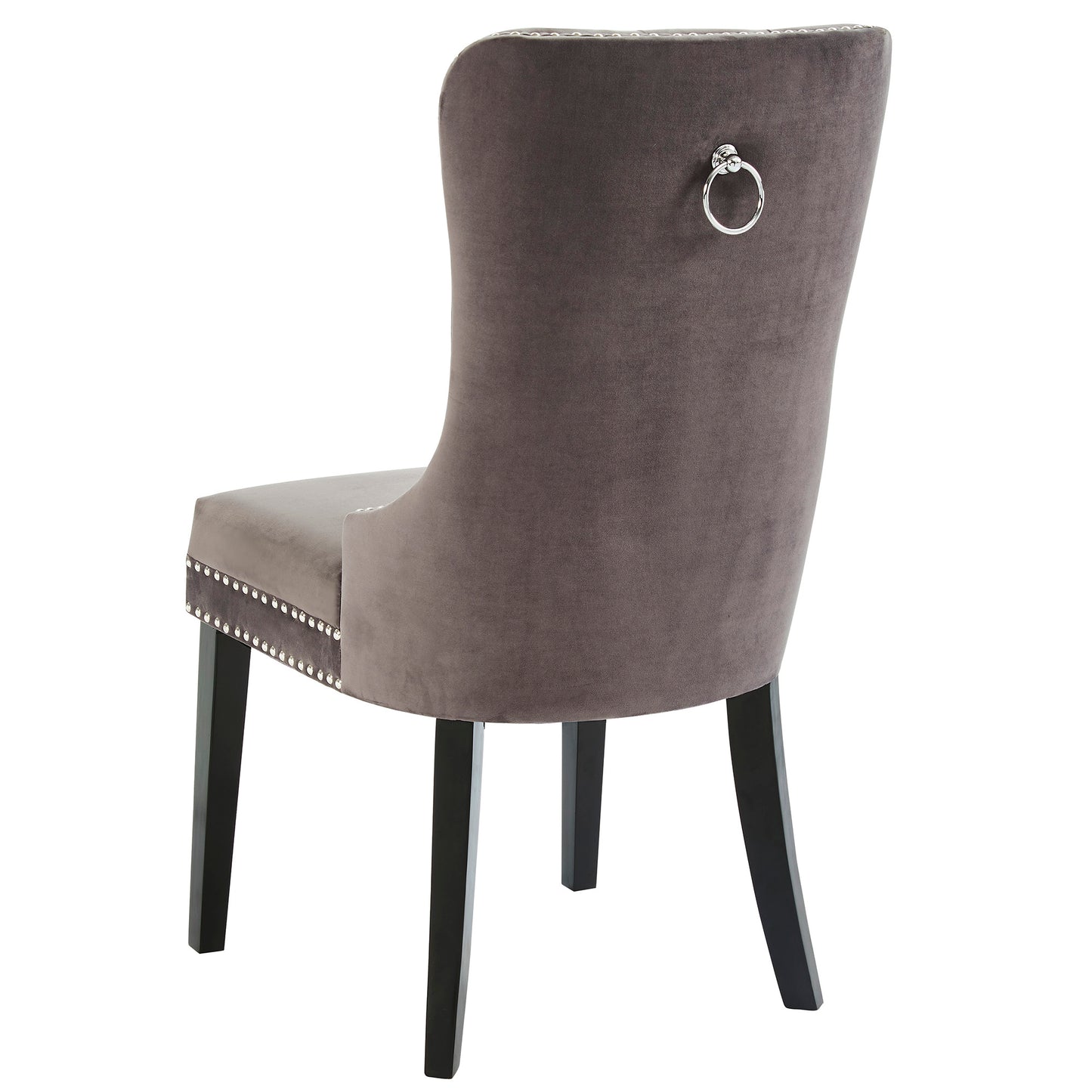 Rizzo Side Chair, Velvet, Set of 2 in Grey and Black